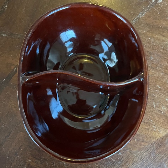 Vintage MARCREST USA Stoneware Divided Oval Baker Serving Dish Brown Daisy Dot - Picture 3 of 5